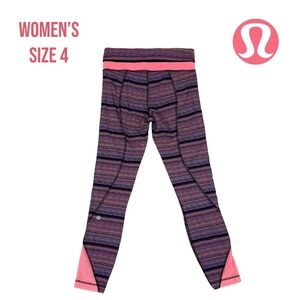 Lululemon Speed Tight IV Striped Pink Full-Length Leggings Women's Size 4‎
